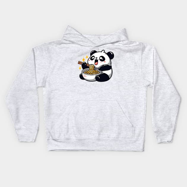 Panda Eating Ramen Kids Hoodie by PhotoSphere